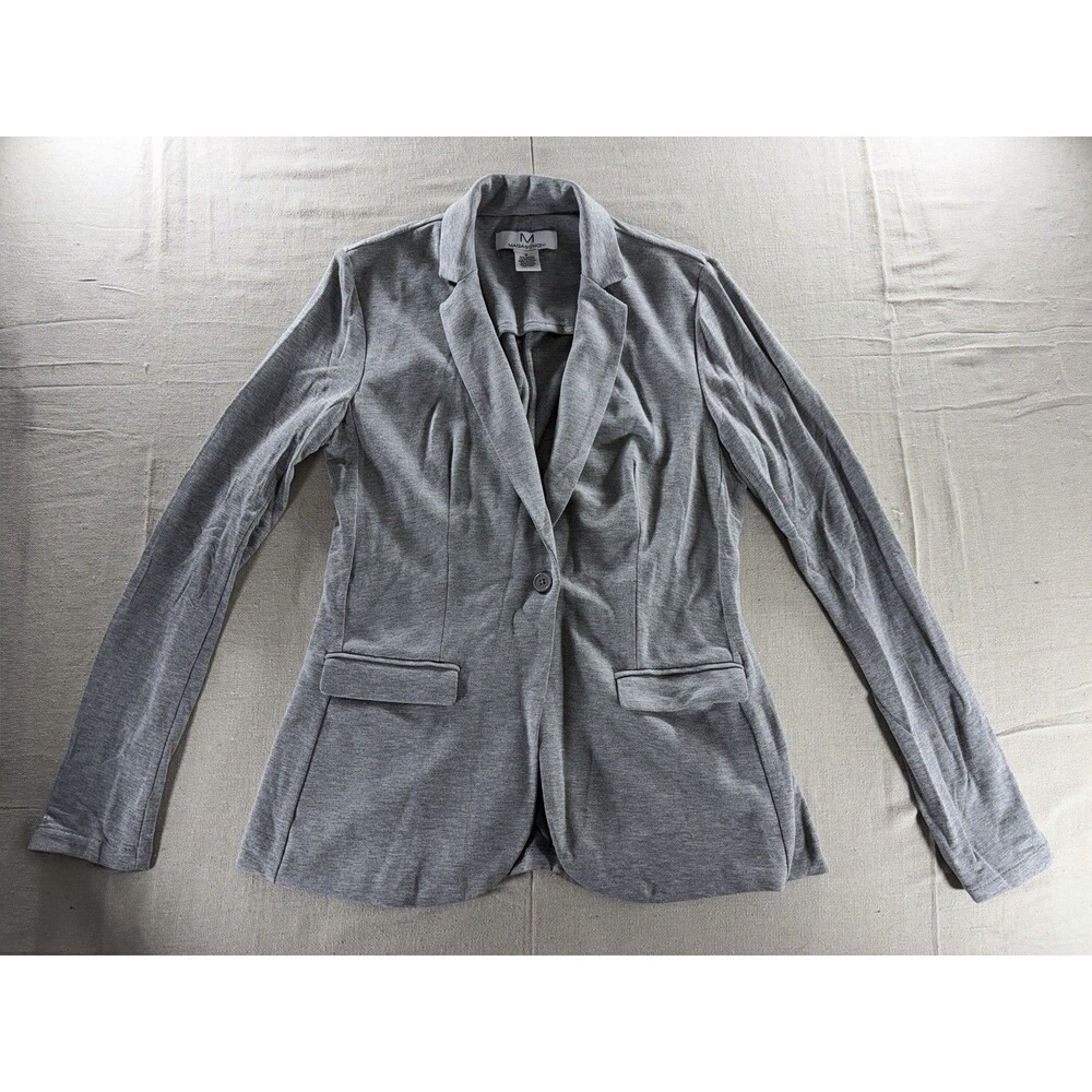M MAGASCHONI Womens Stretch Lightweight Jersey Blazer Jacket Size S Grey Sweater